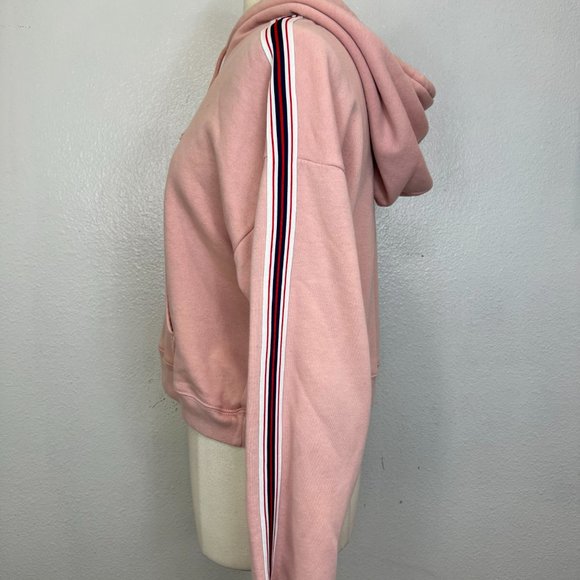 Aritzia tna Camille White Cap Pink Side Stripe Cropped Hoodie Size M - Picture 5 of 10